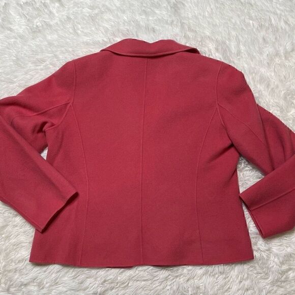Talbots Pink Blazer Jacket Shoulder Pads Open Front Cardigan 100% Wool Size 10 - Picture 10 of 10